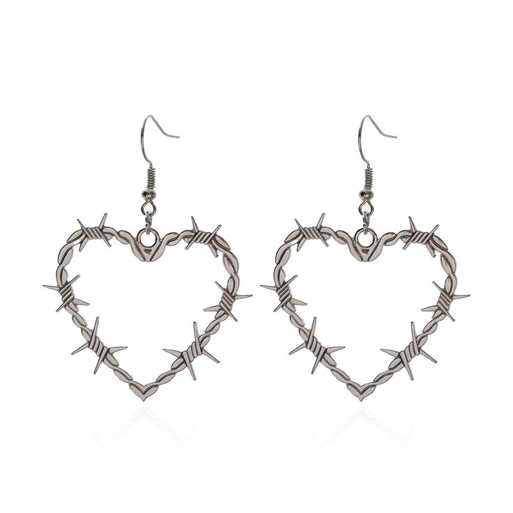 PRICES MAY VARY. 💙 Heart Thorn Earrings 💐: The dangle earrings' shape is a heart, representing love, hope, commitment, and a new beginning. It also features a Gothic style , bringing you a new punk hip-hop style. Make you stand out from the crowd. 🧡 Gothic Earrings for Women 💐: The Thorn heart earrings are made of hypoallergenic metal,suitable for sensitive ears,it does not cause allergies and is very friendly to sensitive skin and does not rust and fade easily. The earrings only weight abou Thorn Earrings, Wire Heart Earrings, Earrings Punk, Wire Heart, Earrings Halloween, Gothic Earrings, Large Heart, Heart Drop Earrings, Girls Outfits