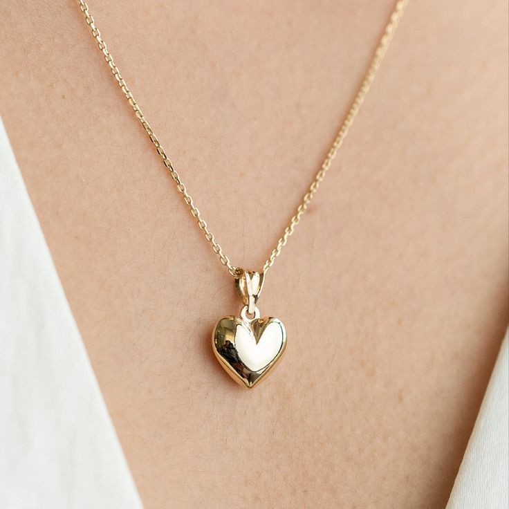 14k Gold Puffy Heart Necklace, Shiny Heart Pendant with Cable Chain, Everyday Necklace, 14kt Real Gold Love Pendant, Gift for Girlfriend *Free Express International Shipping *14K solid gold chain is included if you select. NEXT BUSINESS DAY SHIPPING! PRODUCT DETAILS *The product is made of 100% 14k Solid Gold and it has a 14K or 585 stamp on item. (We don't sell filled or plated jewelry) *The package includes a gold certificate. *The product includes 14K solid gold chain. *Every package comes in 14k Gold Heart Charm Necklace For Wedding, 14k Gold Heart Pendant Charm Necklace, 14k Gold Pendant Charm Necklace For Valentine's Day, 14k Gold Heart Charm Necklace, 14k Gold Necklace With Heart Charm And Cut, Valentine's Day 14k Gold Pendant Necklace, 14k Gold Heart Charm Necklaces With Open Heart, 14k Gold Necklaces With Open Heart Charm, 14k Gold Heart Locket Necklace For Wedding