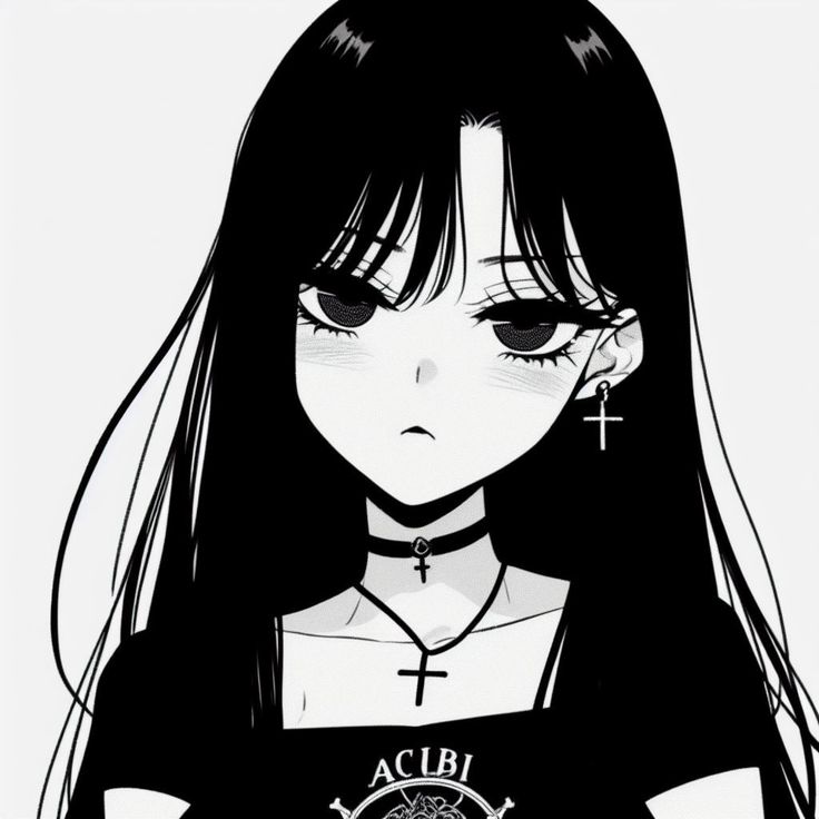 Anime girl, black hair, cross necklace, anime girl pfp, manhwa girl ...