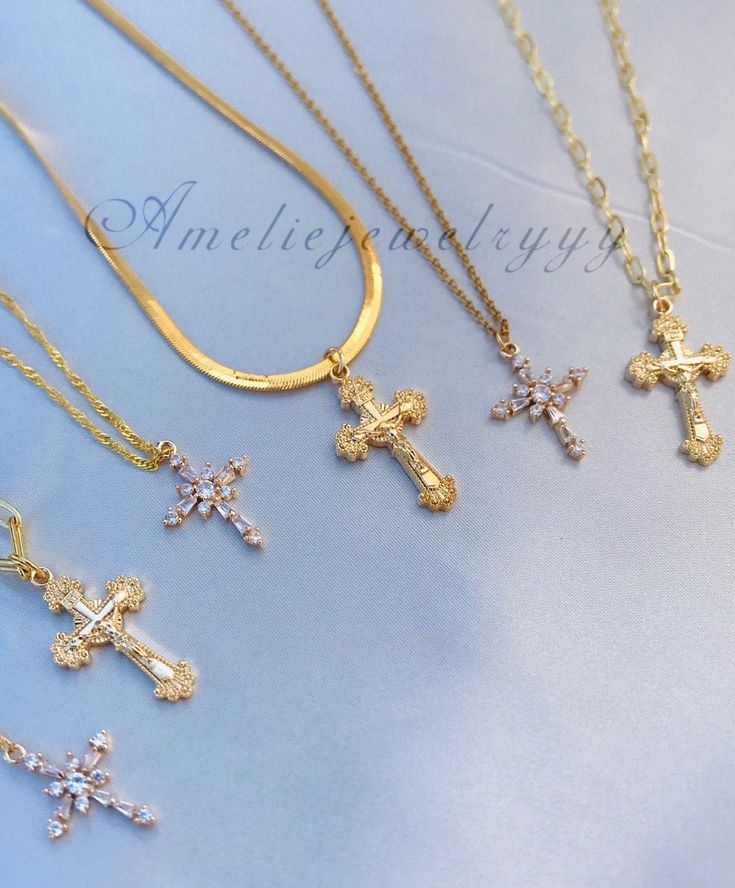 "❤︎ Gold FILLED Cross Necklace, Gold Rosary Cross, Dainty Crystal Cross, Religious Necklace, Unisex Cross, Birthday Gift❤︎ - For purchasing the CROSS EARRINGS please use this link: https://www.etsy.com/listing/982945789/gold-cross-hoop-earrings-crystal-cross?ref=shop_home_active_1&pro=1&frs=1 ----------------------------------------------------------------------------------------------------------------------------- ...A B O U T...T H I S...I T E M... ~~Lead-free and Nickel-free. ~~ 100% Dainty Crucifix Clavicle Chain Necklaces, Dainty Crucifix Clavicle Chain Necklace, Gold Crucifix Charm Necklace In Minimalist Style, Gold Pendant Cross Necklace With Clavicle Chain, Gold Minimalist Crucifix Charm Necklace, Minimalist Gold Crucifix Charm Necklace, Gold Minimalist Personalized Cross Necklace, Gold Personalized Minimalist Cross Necklace, Minimalist Personalized Gold Cross Necklace