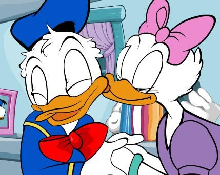 donald duck and daisy ducky are kissing each other