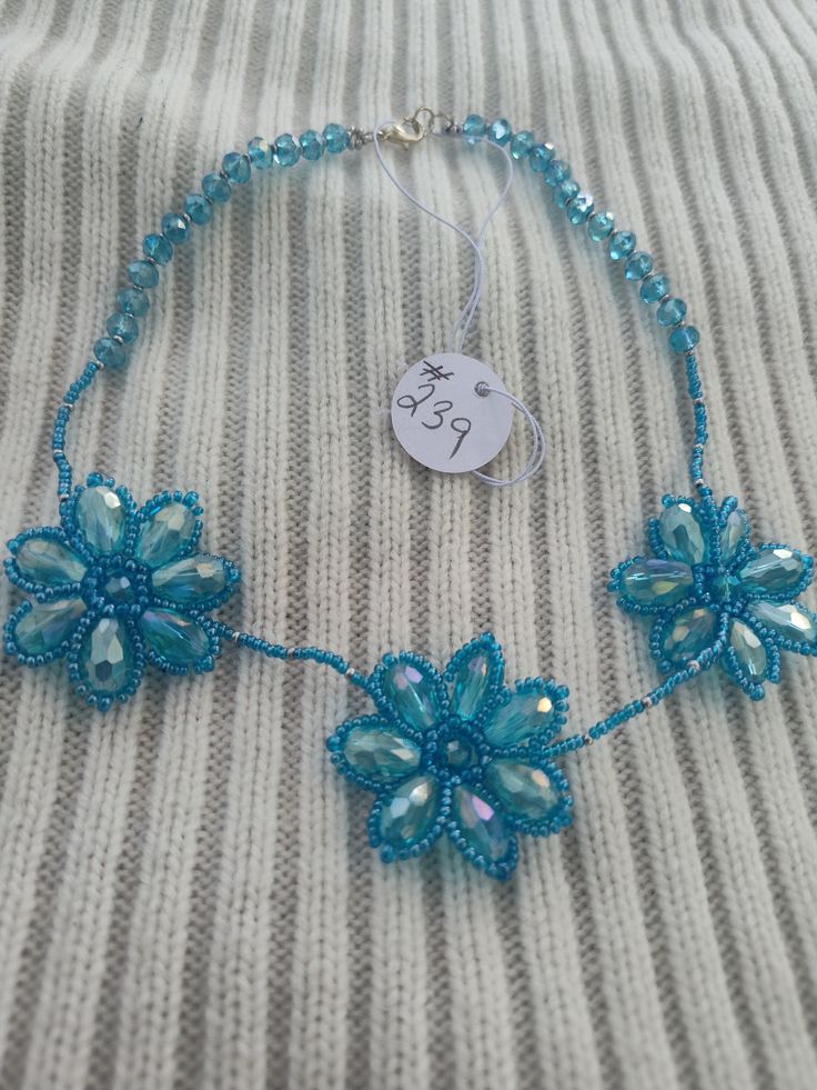 Beautiful Bue Beaded Jewelry Necklace Blue Beaded Flower Jewelry, Blue Bohemian Flower Beaded Necklaces, Blue Flower-shaped Beaded Jewelry, Handmade Blue Flower Beaded Necklaces, Blue Flower Shaped Beaded Necklace For Gift, Handmade Blue Flower Beaded Necklace, Blue Flower-shaped Beaded Necklace Gift, Blue Flower Beads For Gifts, Blue Flower-shaped Beads For Gifts