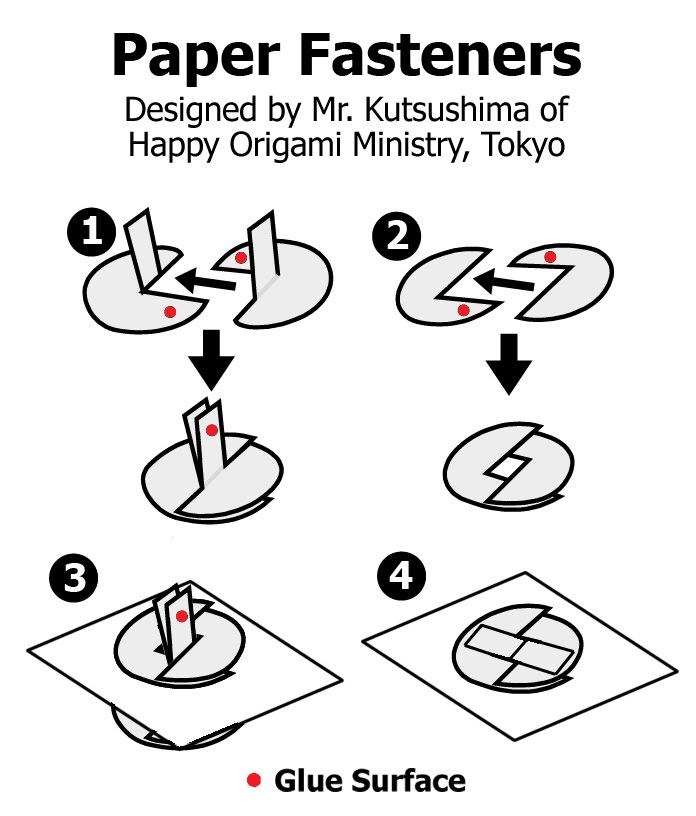 the instructions for how to make paper fasteners with pictures and text on it