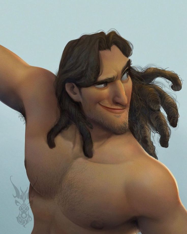 an animated image of a man with long hair