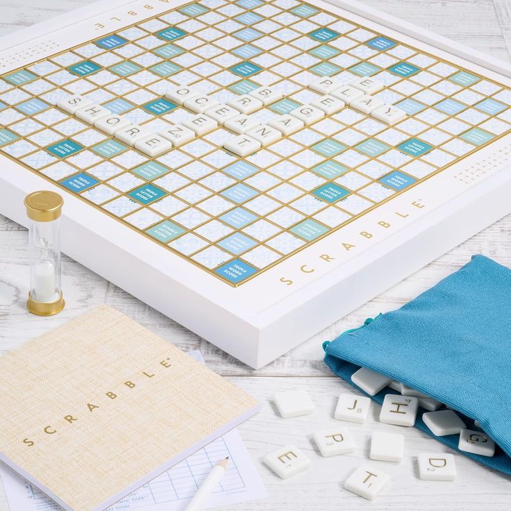 a scrabble board game sitting on top of a table