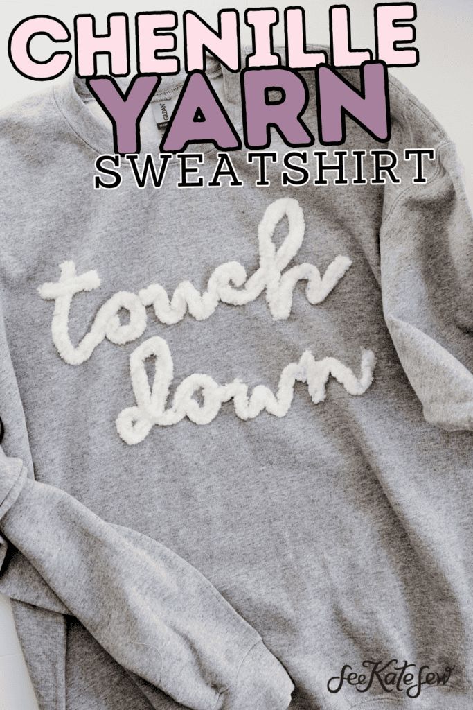 a gray sweatshirt with the words chenille yarn sweatshirt on it