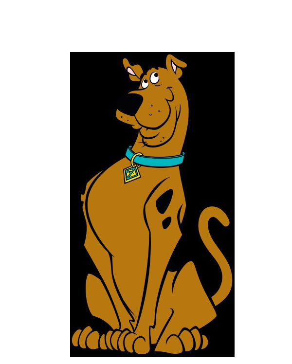 a cartoon dog with a collar sitting down