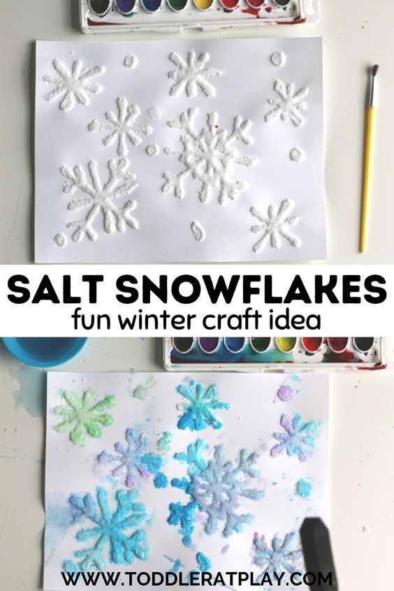 salt snowflakes are fun winter craft idea for kids to make and play with