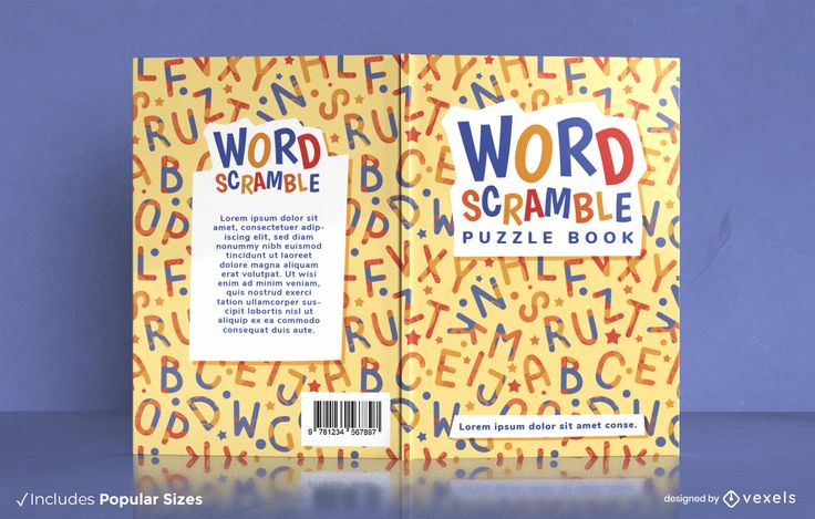 the word scramble puzzle book is on display