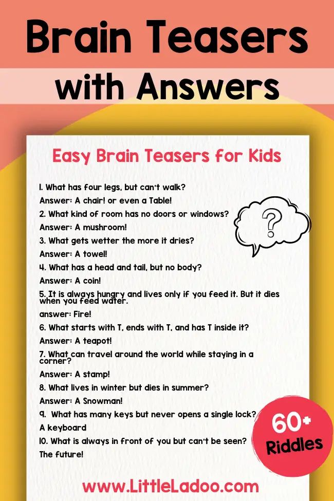 Fun and easy Brain Teasers for kids Easy Brain Teasers, Kids Jokes And Riddles, Funny Riddles With Answers, Brain Teasers With Answers, Kids Questions, Brain Teasers For Kids, Funny Riddles, English Lessons For Kids, Jokes And Riddles