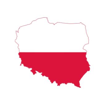 the state of poland is shown in red and white with an outline of the country's capital