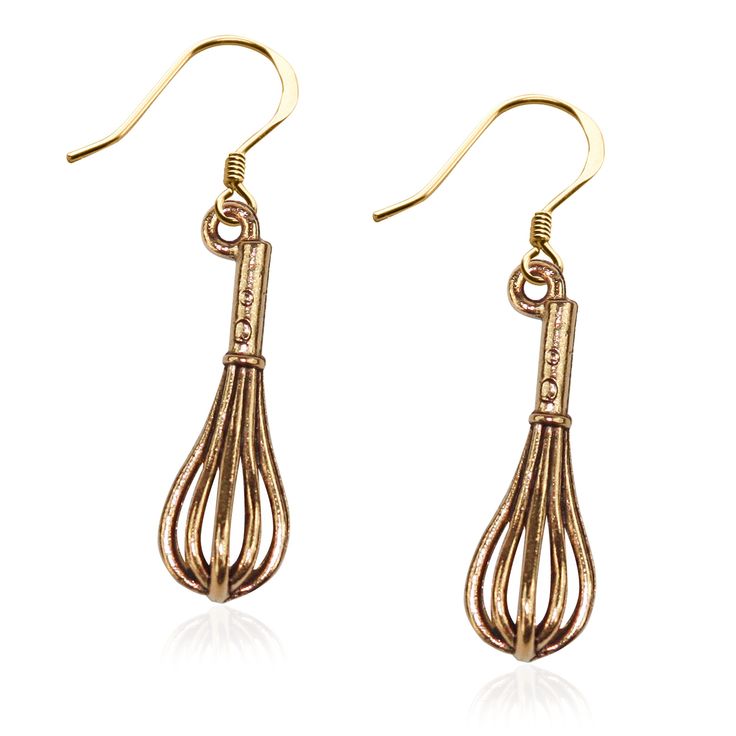 Whimsical Gifts | Whisk Charm Earrings in Gold Finish | Hobbies & Special Interests | Chef | Cooking | Baking | Jewelry Whimsical Necklace, Whimsical Gifts, Fancy Earrings, Open Bangle, Red Jewelry, Stylish Earring, Earrings In Gold, French Wire, Charm Set