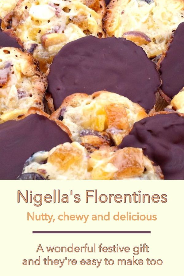 there is a chocolate covered dessert with the words nigglela's florenties nutty, chewy and delicious