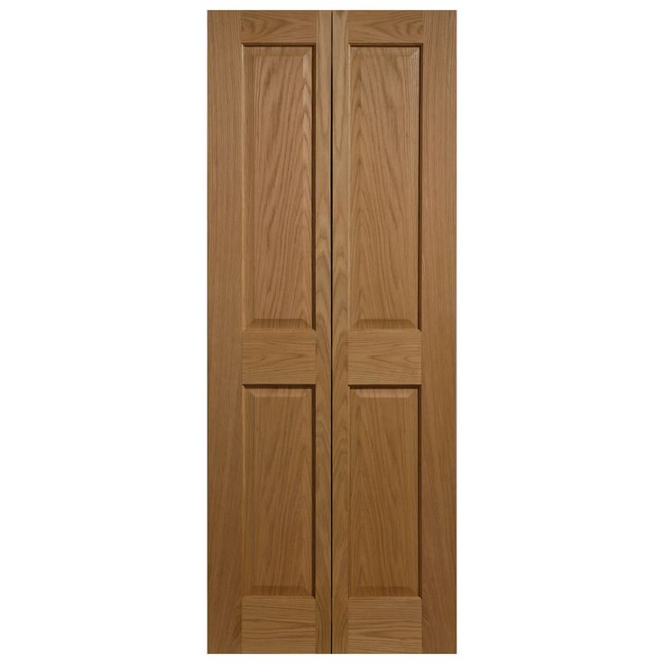 an oak double door with two panels on each side and one panel at the top