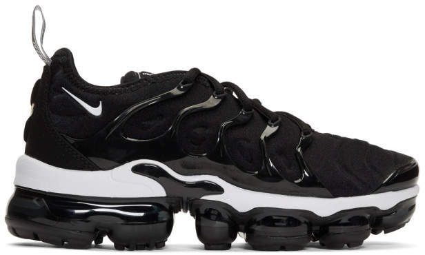 Nike Black and White Air VaporMax Plus Sneakers Nike For Women, Nike Black And White, Nike Clothing, Air Vapormax Plus, Air Vapormax, Nike Outfits, Nike Black, Air Max Sneakers, Air Jordan Sneaker