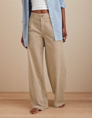 Utility Wide Leg Bottoms For Workwear, Trendy High Rise Pants For Work, Casual High-waisted Pants For Workwear, Wide Leg Cotton Workwear Bottoms, Wide Leg Cotton Bottoms For Work, Plain High-rise Workwear Bottoms, Solid High Rise Bottoms For Work, Mid-rise Cotton Chinos For Work, Relaxed Fit Wide Leg Work Chinos