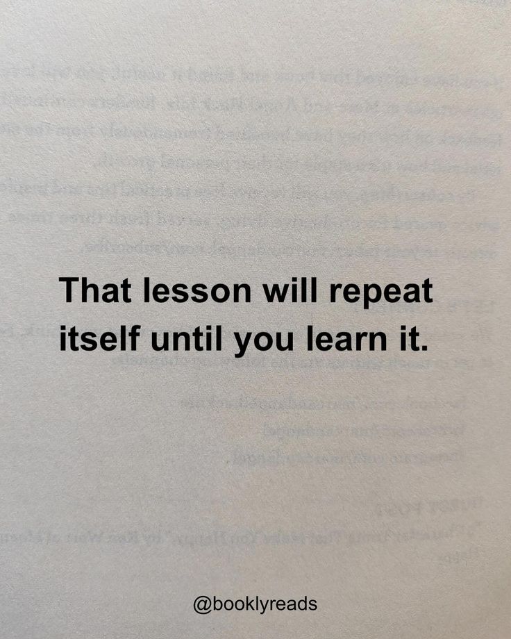 an open book with the words that lesson will repeat itself until you learn it