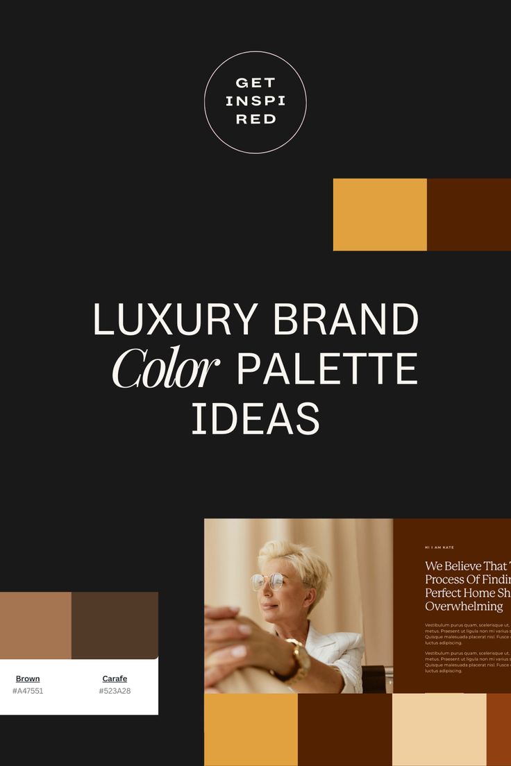 the luxury brand color palette is shown in brown and beige tones, with an image of a