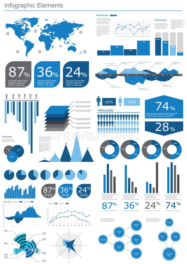 info graphics set with graphs and diagrams