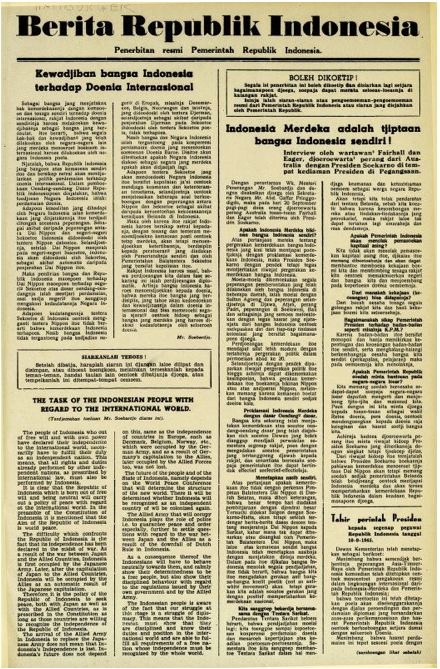 an old newspaper with the words berita republik indonesia