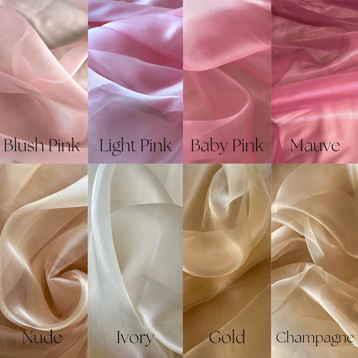 Sheer Crystal Organza Fabric by the yard, bulk or wholesale.  Delicately sheer, lightweight, and incredibly soft to the touch, it's the ideal choice for a wide range of projects. Our Crystal Organza fabric is perfect for creating exquisite garments and decorations.  Crafted from 100% polyester, this lightweight fabric offers a sheer and crisp drape, providing strength and elegance in every project. Whether you're designing ball gowns, wedding dresses, blouses, scarves, bridal apparel or fabric roses, organza is the ideal choice for achieving voluminous and structural effects. This sheer organza fabric is also perfect for event decorations. Whether it's baby shower decor or wedding decorations, the sheer beauty of this organza fabric adds a captivating touch to any setting.  Product Details Organza Colours, Colour Shade Card, Bridal Apparel, Silk Organza Fabric, Material Crafts, Organza Material, Cool Kids Rooms, Organza Gowns, Color Combos Outfit