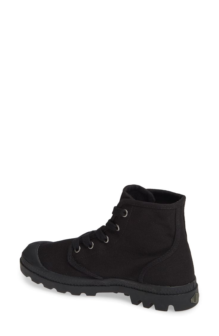 A tonal logo patch accentuates the sporty style of a high-top–inspired bootie set on a sturdy lugged sole. Style Name:Palladium Pampa Hi Bootie (Women). Style Number: 5950481. Casual Low-top Lace-up Boots With Lug Sole, Casual Lace-up Boots With Lug Sole For Outdoor, Casual Mid-top Lace-up Boots With Rubber Sole, Casual Streetwear High-top Sneakers Ankle Boot, Fall High-top Boots With Rubber Toe Cap, Trendy High-top Lace-up Boots With Rubber Sole, Casual Lace-up Boots With Vulcanized Sole, Casual Boots With Textured Sole For Streetwear, Casual High-top Lace-up Boots