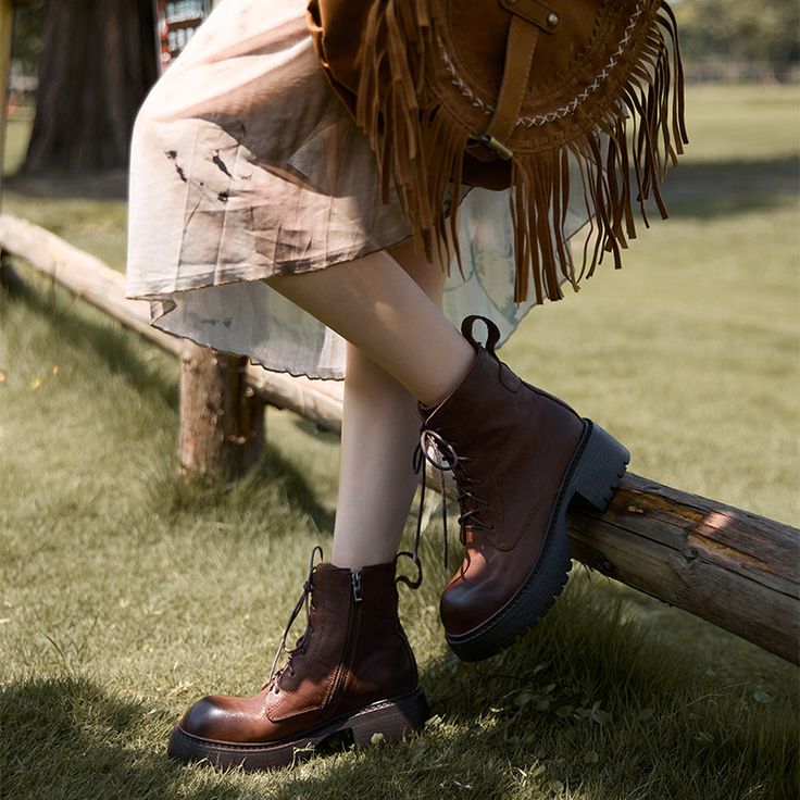 50mm Platform Boots Lace up Leather Martin Boots Handmade Round Toe Combat Boots in Black/Brown Brown Lace-up Boots With Leather Sole For Winter, Brown Lace-up Martin Boots For Fall, Brown Closed Toe Martin Boots For Fall, Brown Lace-up Platform Combat Boots, Brown Ankle-high Lace-up Boots For Fall, Ankle-high Brown Lace-up Boots For Fall, Brown Platform Boots With Round Toe, Brown Lace-up Martin Boots With Leather Sole, Brown Leather Sole Combat Boots For Fall