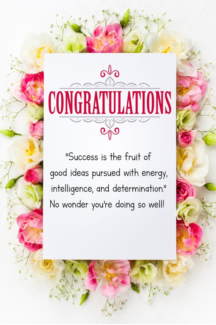 congratulations card with flowers surrounding it