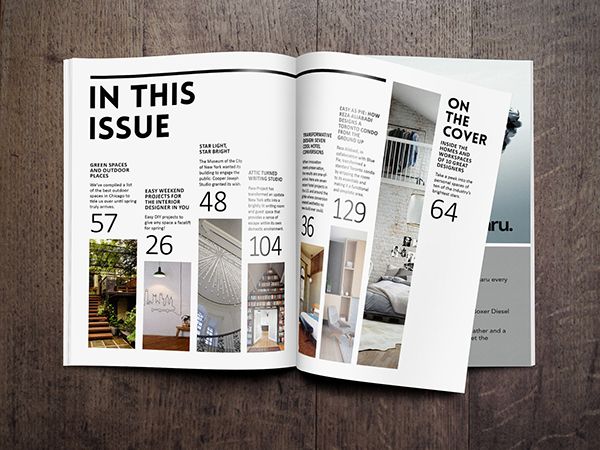 an open magazine with photos and text on the front cover, inside pages spread out