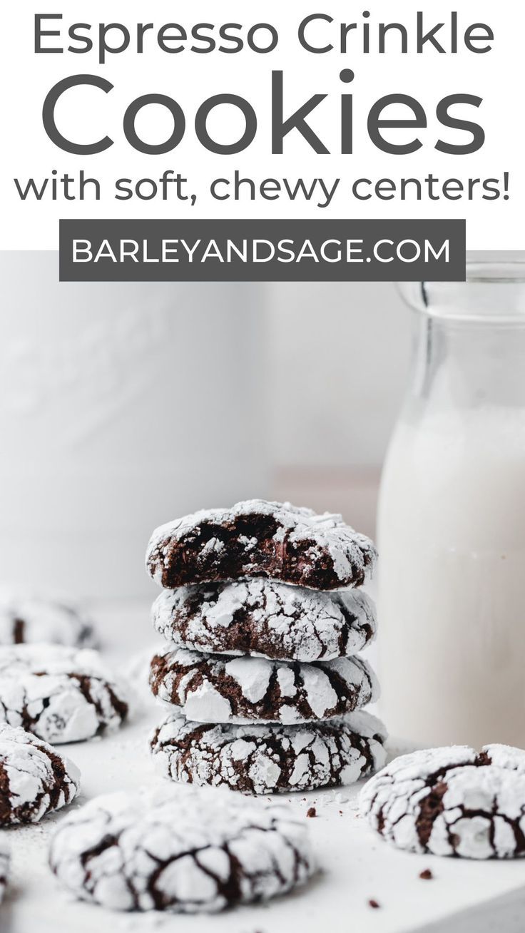 chocolate espresso crinkle cookies with soft, chewy centers