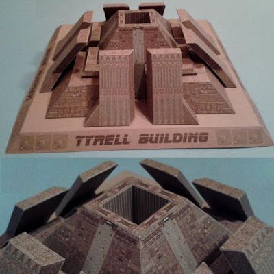 two pictures of some sort of building made out of cardboard and cut into smaller pieces