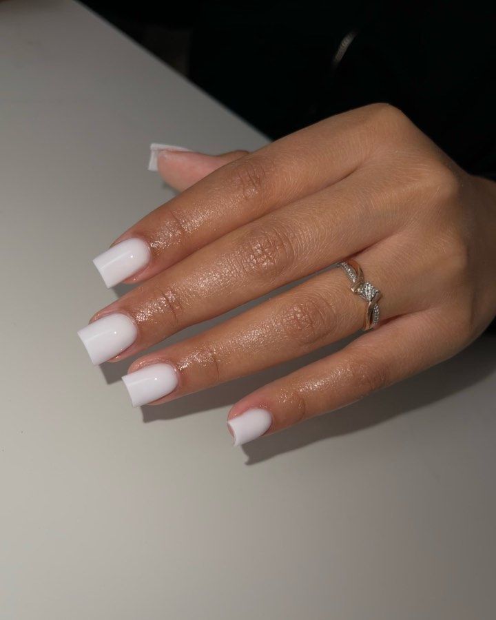 Short Nail Ideas For Cruise, Cum White Acrylic Nails Square, Crème White Nails, Gel X Short Nails, Sharp Square Nails, Neutral Square Nails, Short Milky White Nails, Extra Short Square Nails, Extra Short Acrylic Nails