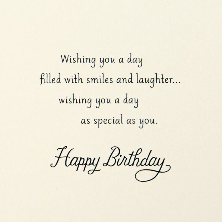 a birthday card with the words, wishing you a day filled with smiles and laughter