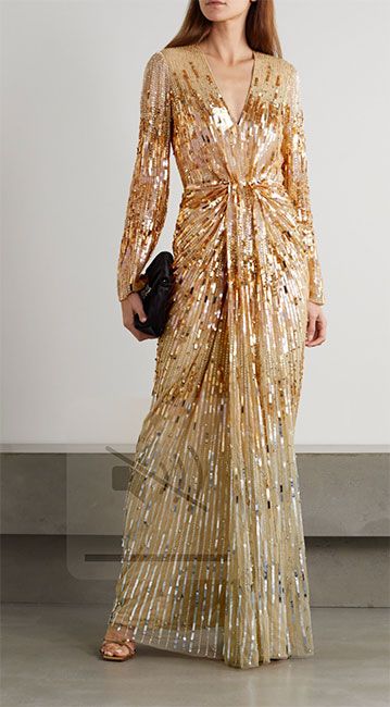 Gold Dress Outfits, Gold Sequin Gown, Golden Gown, Sparkle Outfit, Golden Dress, Designer Mini Dresses, Princess Charlene, Embellished Gown, Sequin Gown