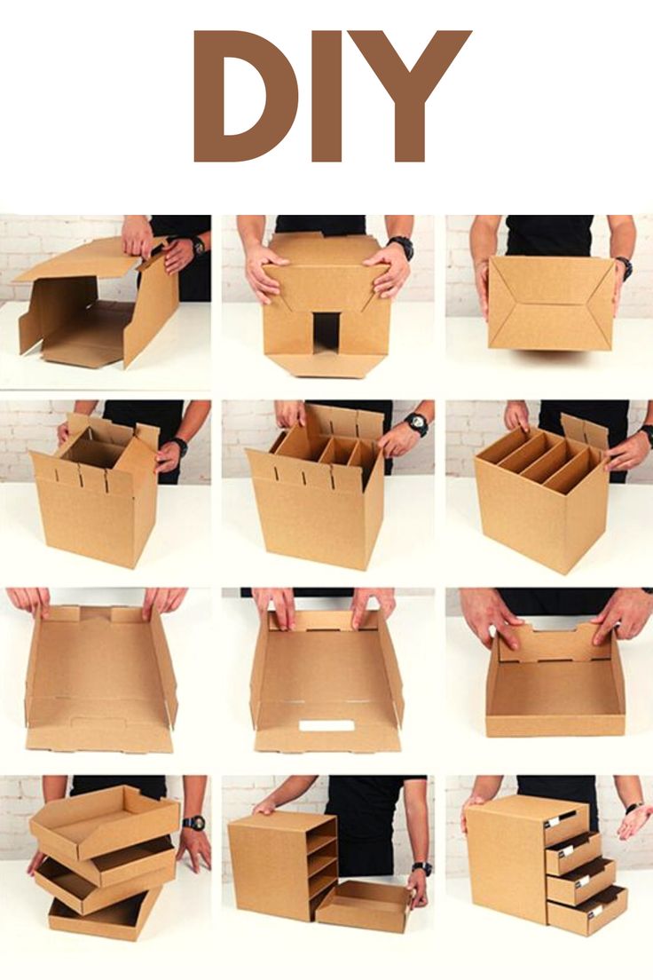 the steps to make a cardboard box with drawers