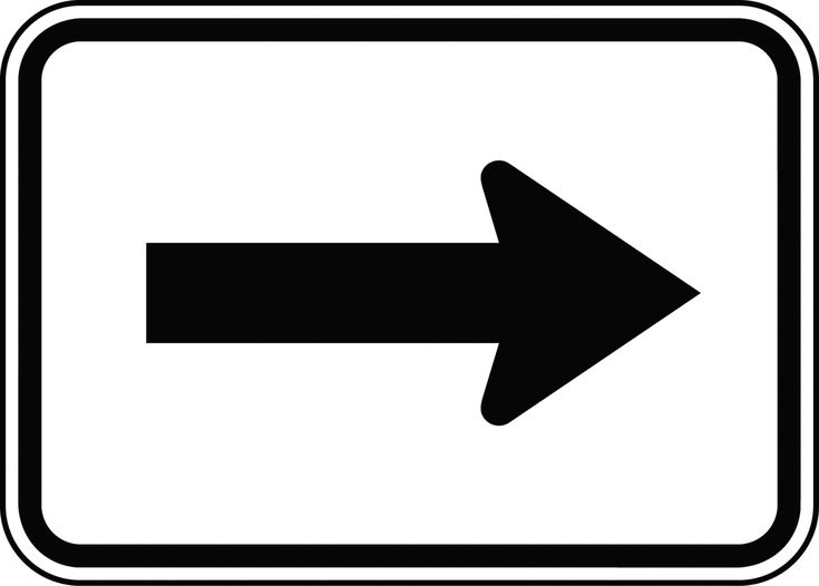 a black and white sign with an arrow pointing to the right on a white background