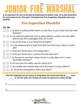 a printable fire checklist for junior firefighters