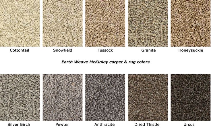 carpet swatches showing different colors and textures for the carpets in various rooms, including one with