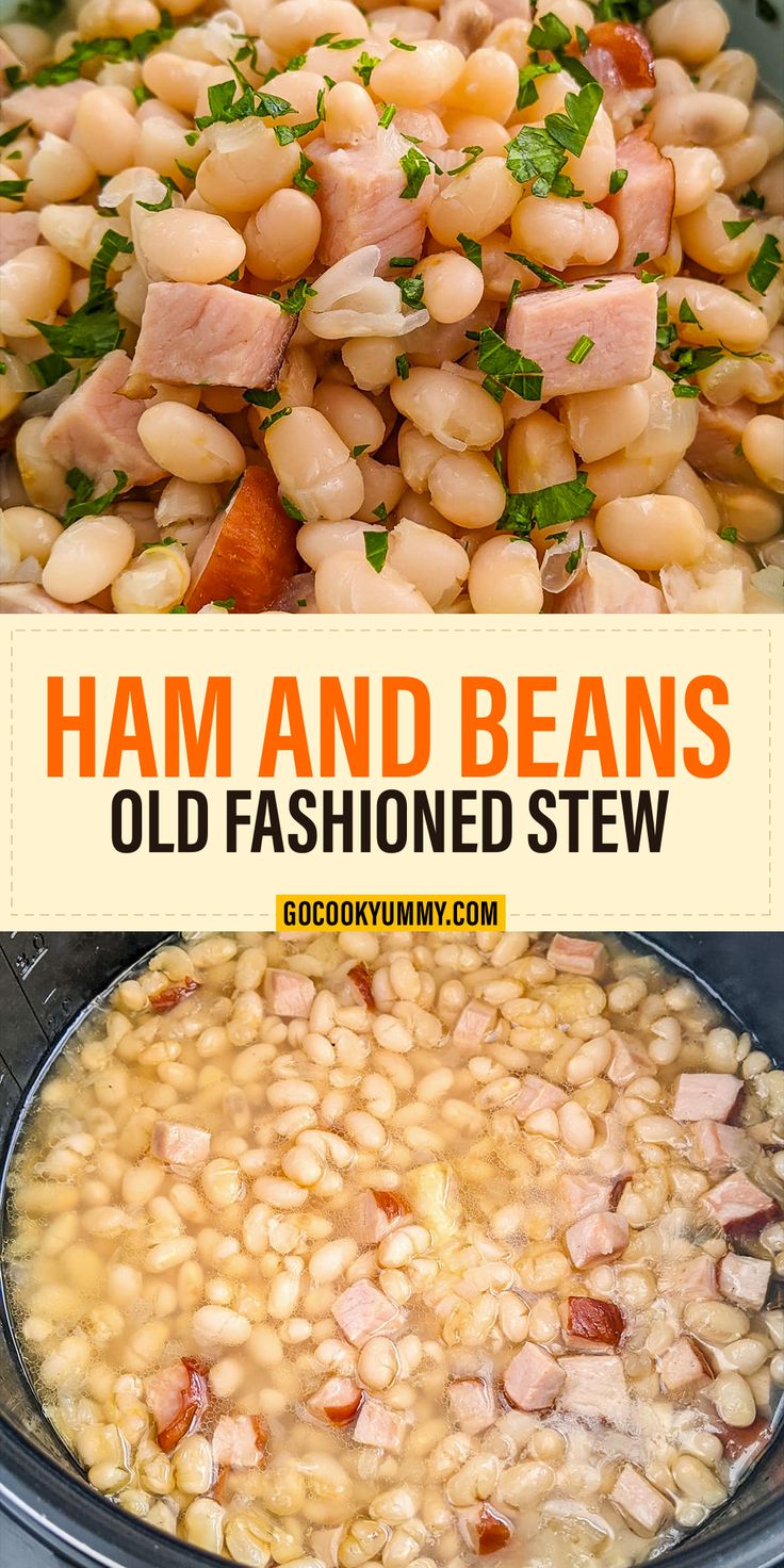 ham and beans in an old fashioned stew is the perfect side dish for any meal