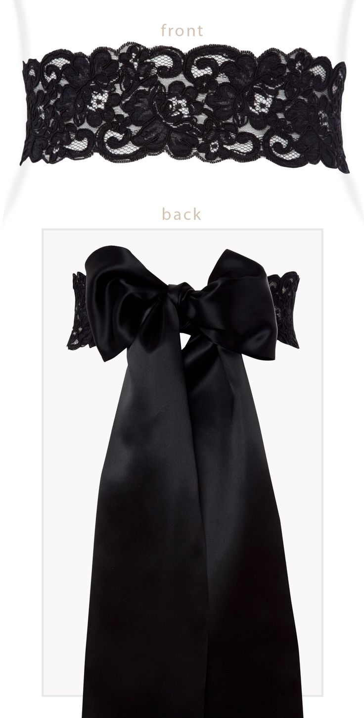 Black Lace Sash Fitted Satin Bow Sash For Party, Elegant Black Sash For Evening, Fitted Sashes With Satin Bow, Elegant Black Party Sash, Fitted Chic Sashes For Formal Occasions, Fitted Chic Formal Sashes, Elegant Fitted Sash With Bow, Satin Ribbon Sash For Evening, Evening Satin Sash With Ribbon