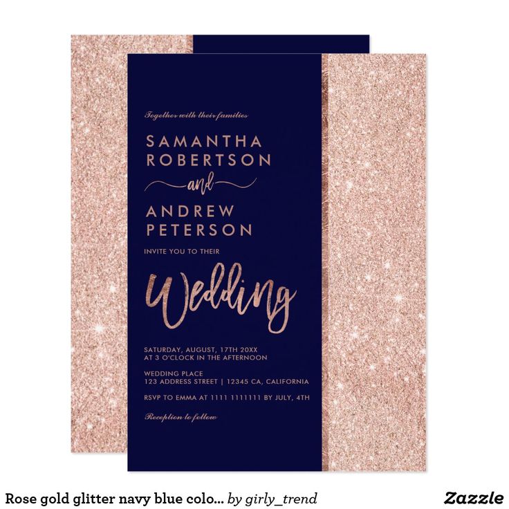 a wedding card with gold glitter on it