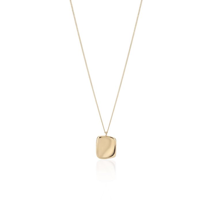 Chain: 16.1" / Extension: 1.1" / Pendant: 0.4" x 0.6" / 14k Gold Classic Yellow Gold Drop Necklace, Classic Pendant Drop Necklace With Adjustable Chain, Elegant Polished Pendant Chain Necklace, Modern Rectangular Tarnish Resistant Jewelry, Timeless Long Necklace For Formal Occasions, Minimalist 14k Gold Pendant Necklace, Timeless 14k Gold Formal Necklace, Classic Pendant Drop Necklace With Clavicle Chain, Classic Drop Pendant Necklace With Clavicle Chain