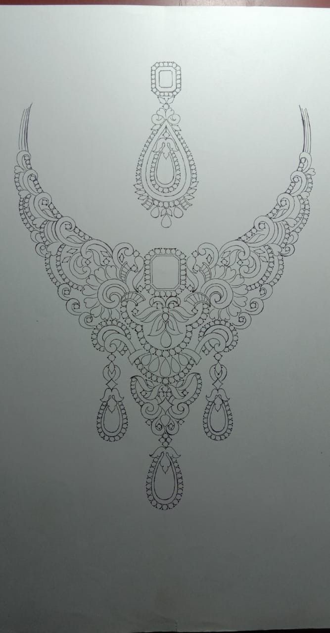 Jewel Drawing Sketches, Indian Jewelry Drawing, Jewellery Drawing Sketches, Jewellery Design Sketch, Jewelry Drawing Necklace, Jewelry Design Necklace Sketches, Necklace Designs Drawing, Necklace Illustration Drawing, Jewelry Design Drawing Necklaces