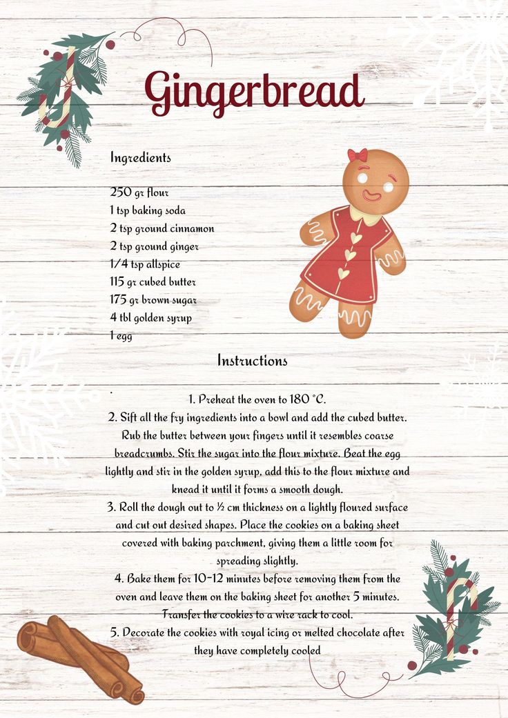 the recipe for gingerbread is shown with ingredients