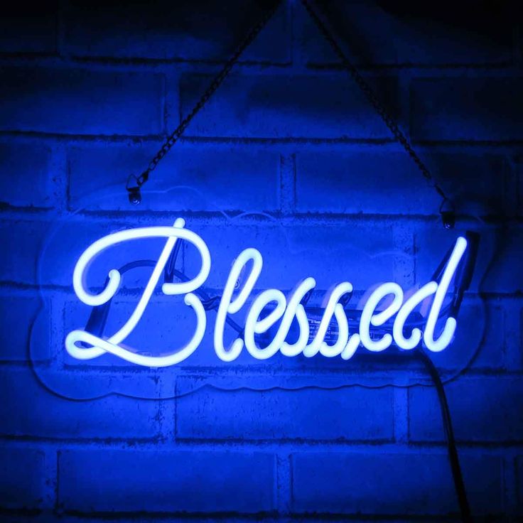 Blue Blessed Neon Sign in 2020 | Neon signs, Neon sign bedroom, Custom