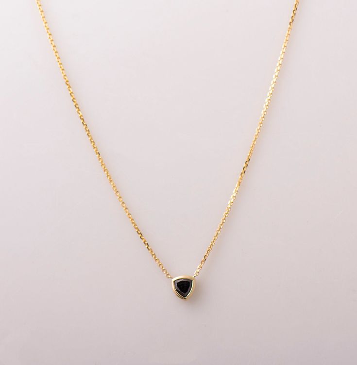 Black diamond triangle necklace set in 14k / 18k yellow gold bezel setting. * Choose the diamond weight, and choose between 14k or 18k yellow gold in the bar manu 'material & diamond weight' * Choose the chain length in the bar manu above. You can order rose or white gold from the following links: Rose gold - https://www.etsy.com/il-en/listing/706258375/ White gold - https://www.etsy.com/il-en/listing/706260279/ ------------DIAMONDS SPECIFICATIONS------------ Carat Weight: Choose in the nanu Tri Color Ring, Rose Gold Diamond Necklace, Russian Ring, Black Diamond Necklace, Triangle Necklace, Triangle Pendant, Gold Diamond Necklace, Rose Gold Diamonds, 18k Rose Gold