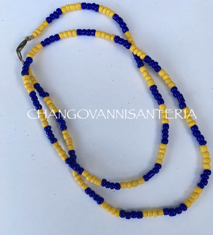 Ochosi Orisha Saint this Necklace will give you the power Towards Success and will bring you a Good Luck. Using this necklace everyday will protect you against any negativity and enemies. It has been designed and made by a Santera who has been in the Yoruba religion for many years helping others. Any questions or comments send me a message. No refund or exchange. Use at your own risk. Visit my store each week for new items. https://www.santamuertesanteria.com/ Ochosi Orisha Santo, este collar te Spiritual Yellow Hand-strung Necklaces, Spiritual Yellow Hand-strung Necklace, Blue Adjustable Necklace For Friendship, Adjustable Blue Necklace For Friendship, Yellow Spiritual Beaded Necklace For Gifts, Yellow Necklace With 108 Beads As Gift, Adjustable Yellow Beaded Necklace For Spiritual Use, Yellow Single Strand Beads For Gifts, Luck Necklace