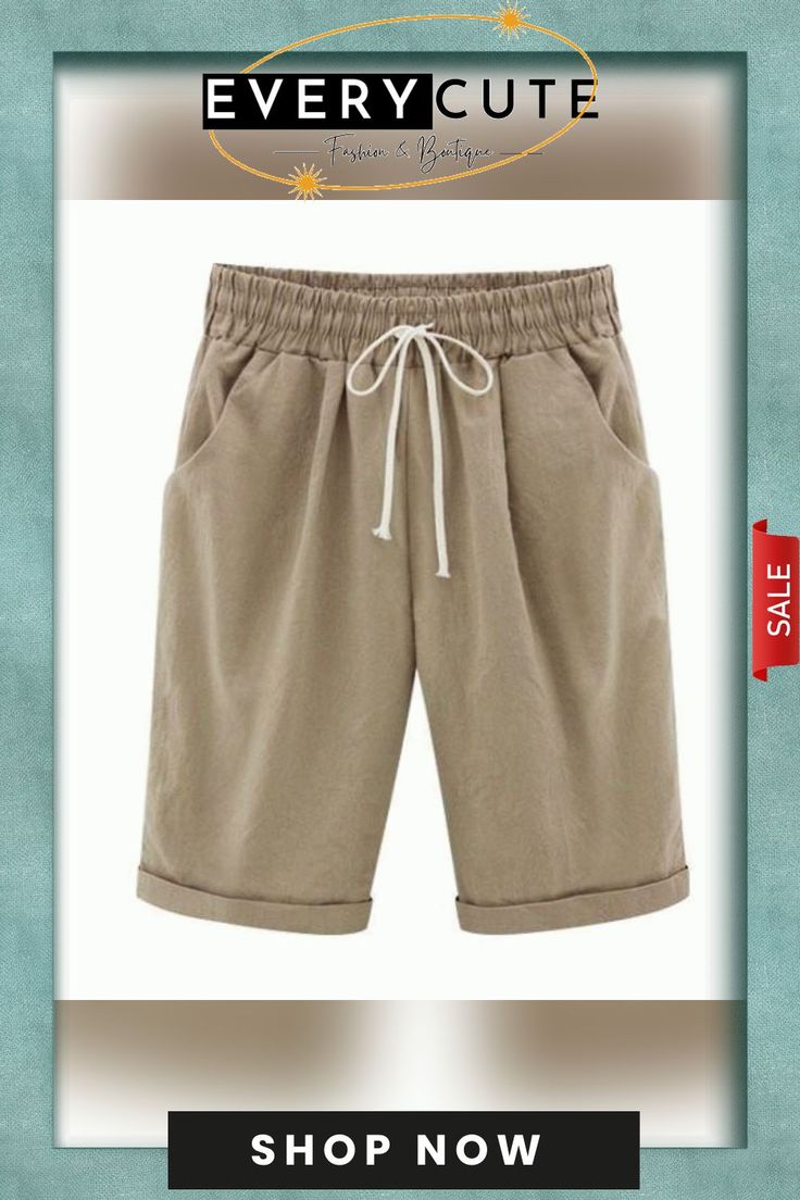 (??summer -48% Off??)elastic Waist Casual Comfy Summer Shorts Summer Leisure Shorts, Leisure Summer Shorts, Solid Color Bottoms For Summer Leisure, Casual Khaki Shorts For Summer, Non-stretch Leisure Bottoms For Summer, Summer Leisure Shorts In Solid Color, Khaki Bottoms For Summer Leisure, Casual Khaki Bottoms For Beach Season, Khaki Bottoms For Leisure In Summer