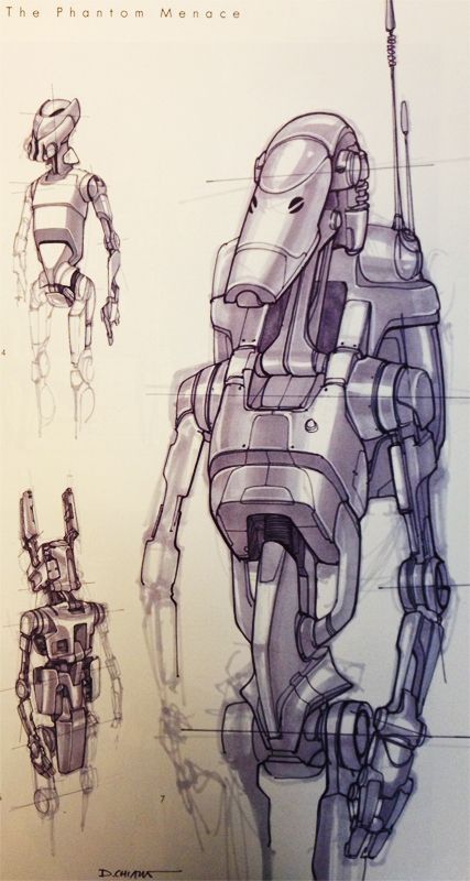 a drawing of some kind of robot standing next to each other