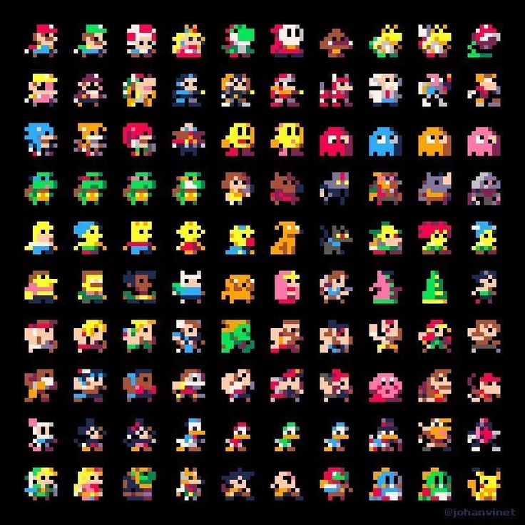 Classic characters as 8x8 sprites / Boing Boing | Pixel art characters ...